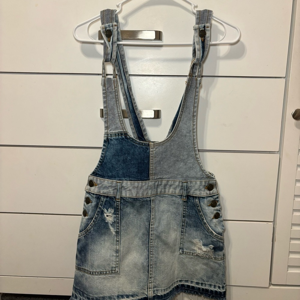 Free People The Patchwork Jumper Light Denim - image 2